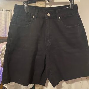 Black denim shorts